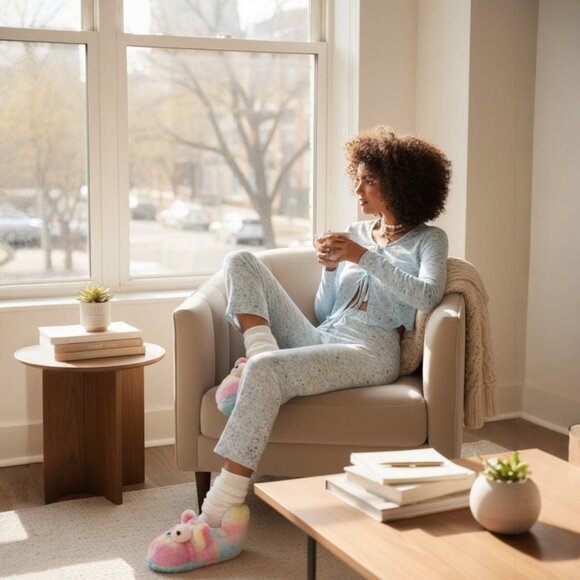 The Rebel Rainbow Print Tie Front Top & High Waist Lounge Pants Soft Stretch Set - Picture 4 of 6